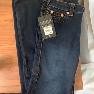 True Religion Billie Midrise Dark Wash Straight Leg Jeans 27 NWT